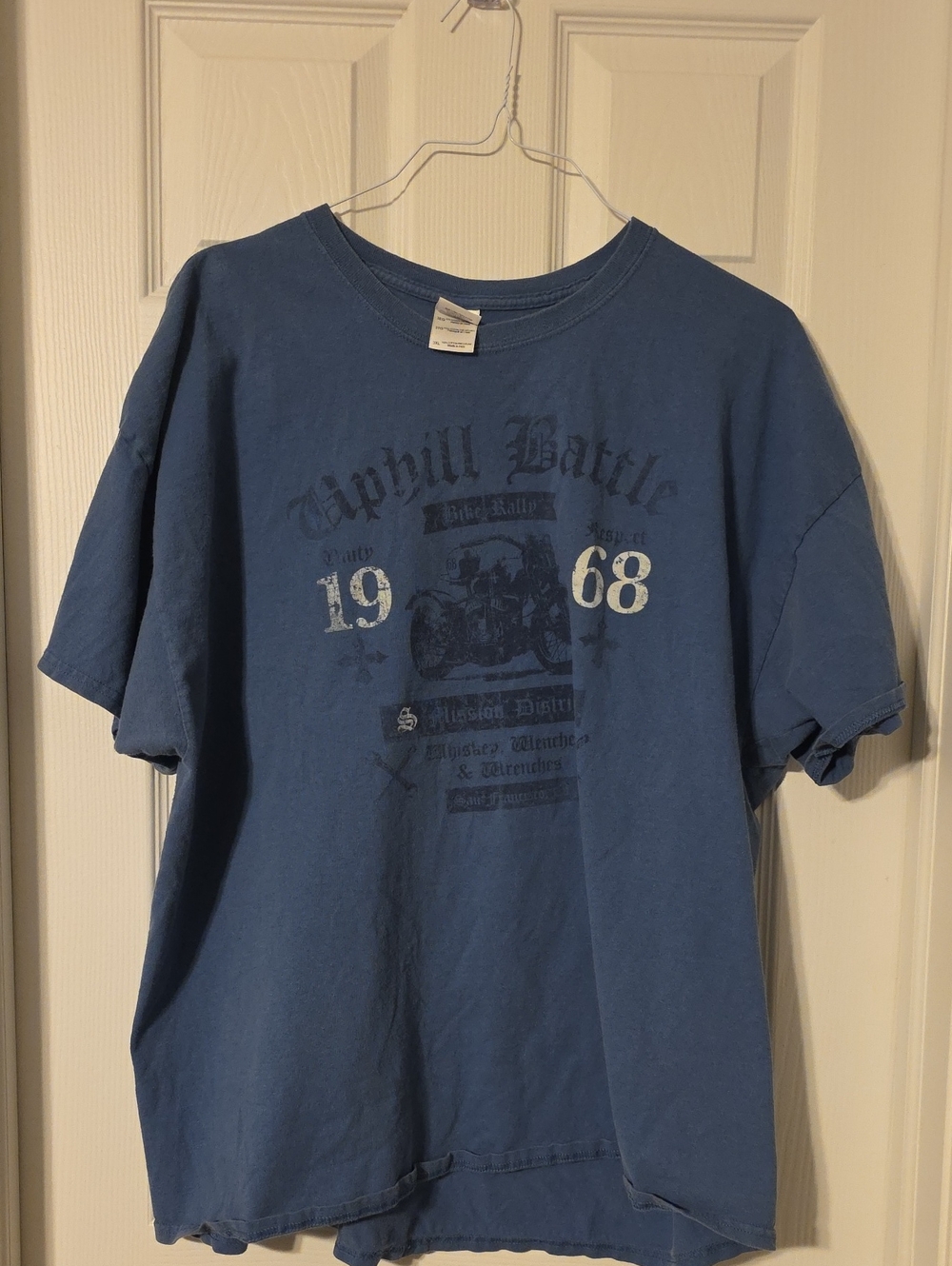 Gildan Blue Heavy Cotton Tee with Orange Accent